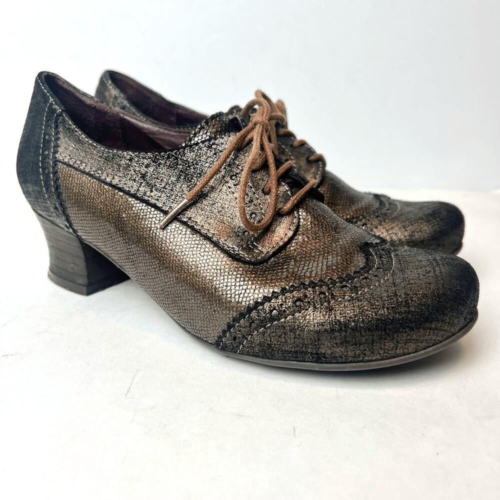 Brako Anatomic Heeled Lace-Up Oxford Shoes Copper Brown Metallic Sz 6